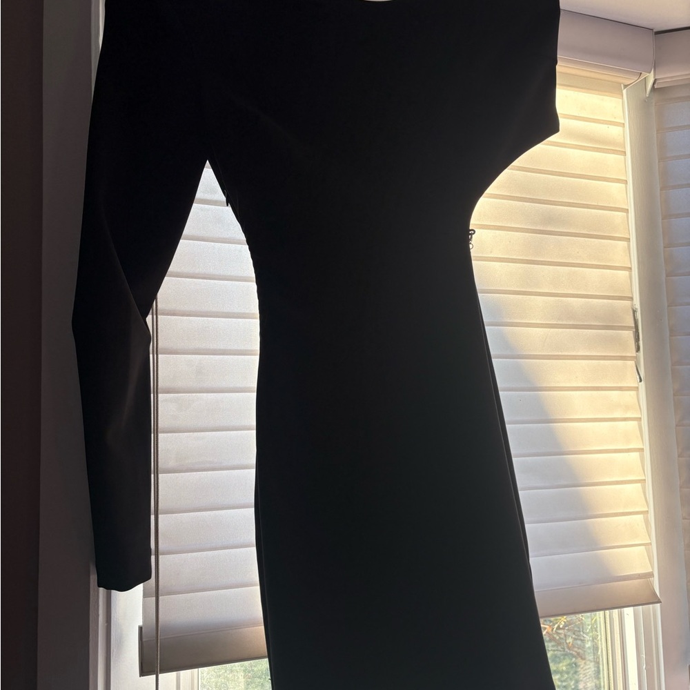 Astr Black Asymmetrical Long Sleeve Dress w rhinestone cut out  - S